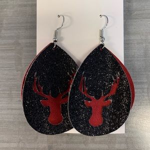 Deer faux leather earrings